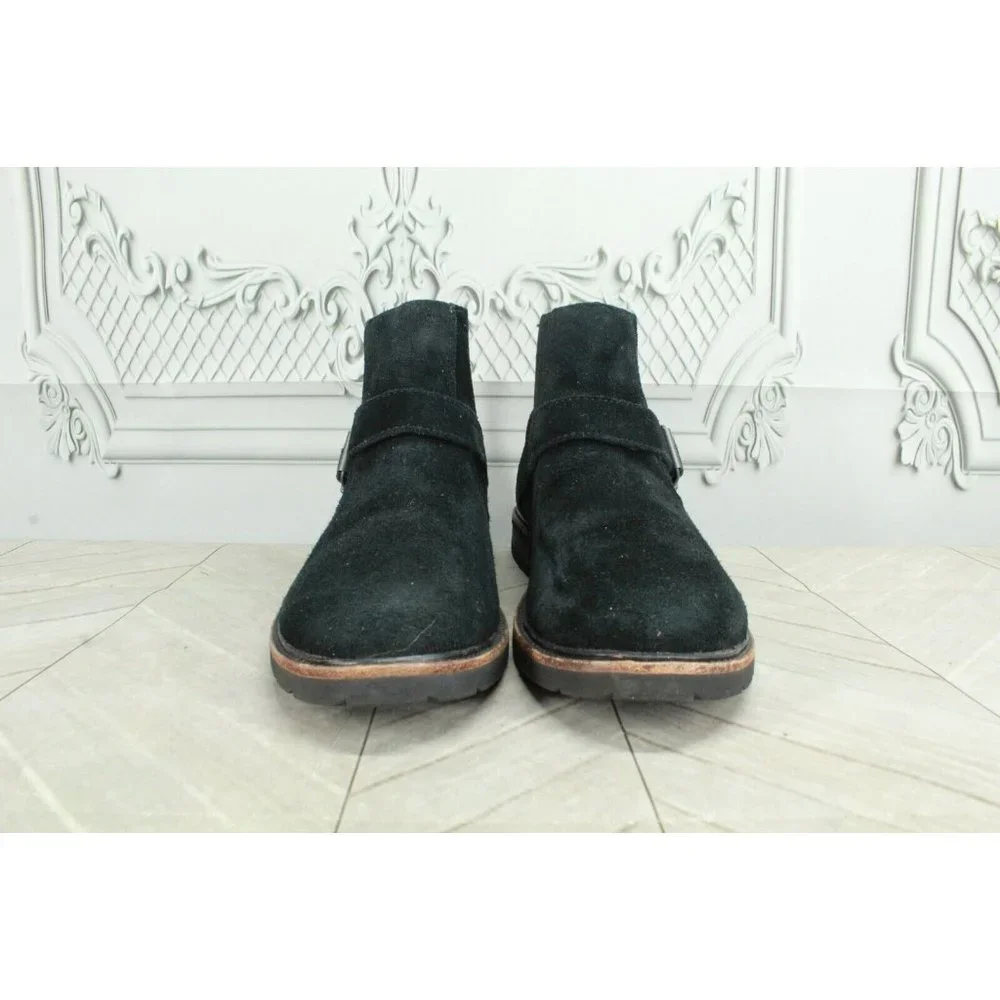 LL Bean Black Suede Slip On Buckled Chelsea Ankle Booties Size 9.5 M - Picture 4 of 8